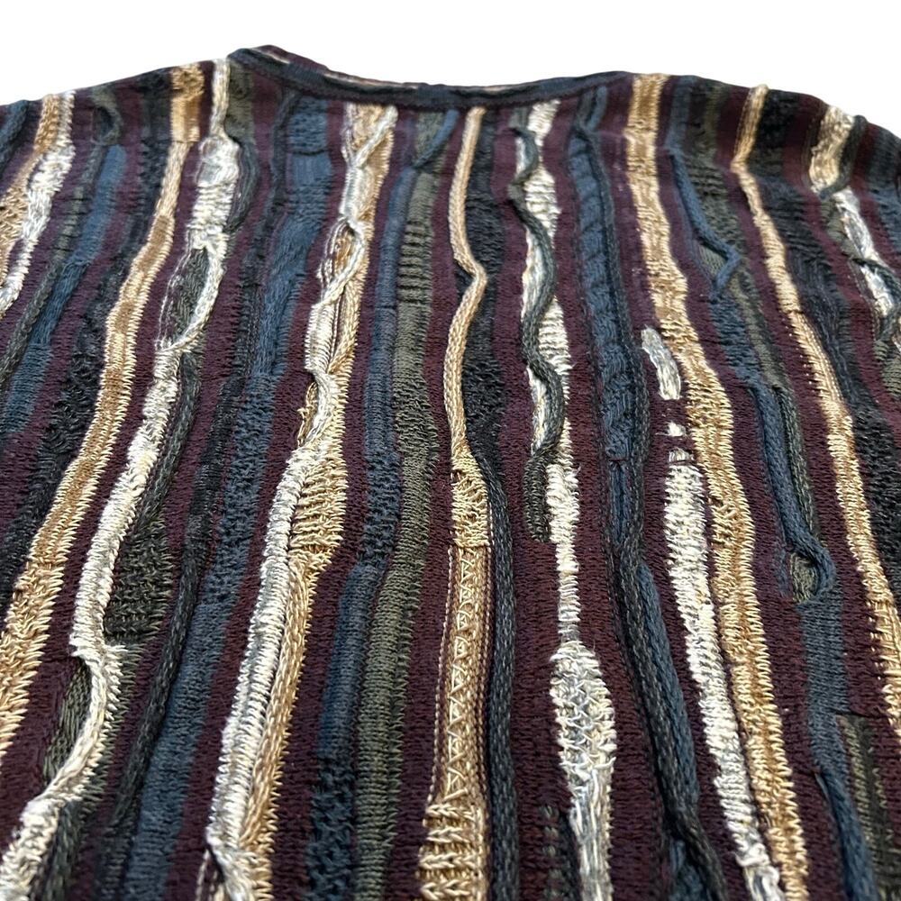 Vintage 90s Earth Tone 3D Textured Knit Coogi Style Sweater Professor Core Large - Picture 5 of 14